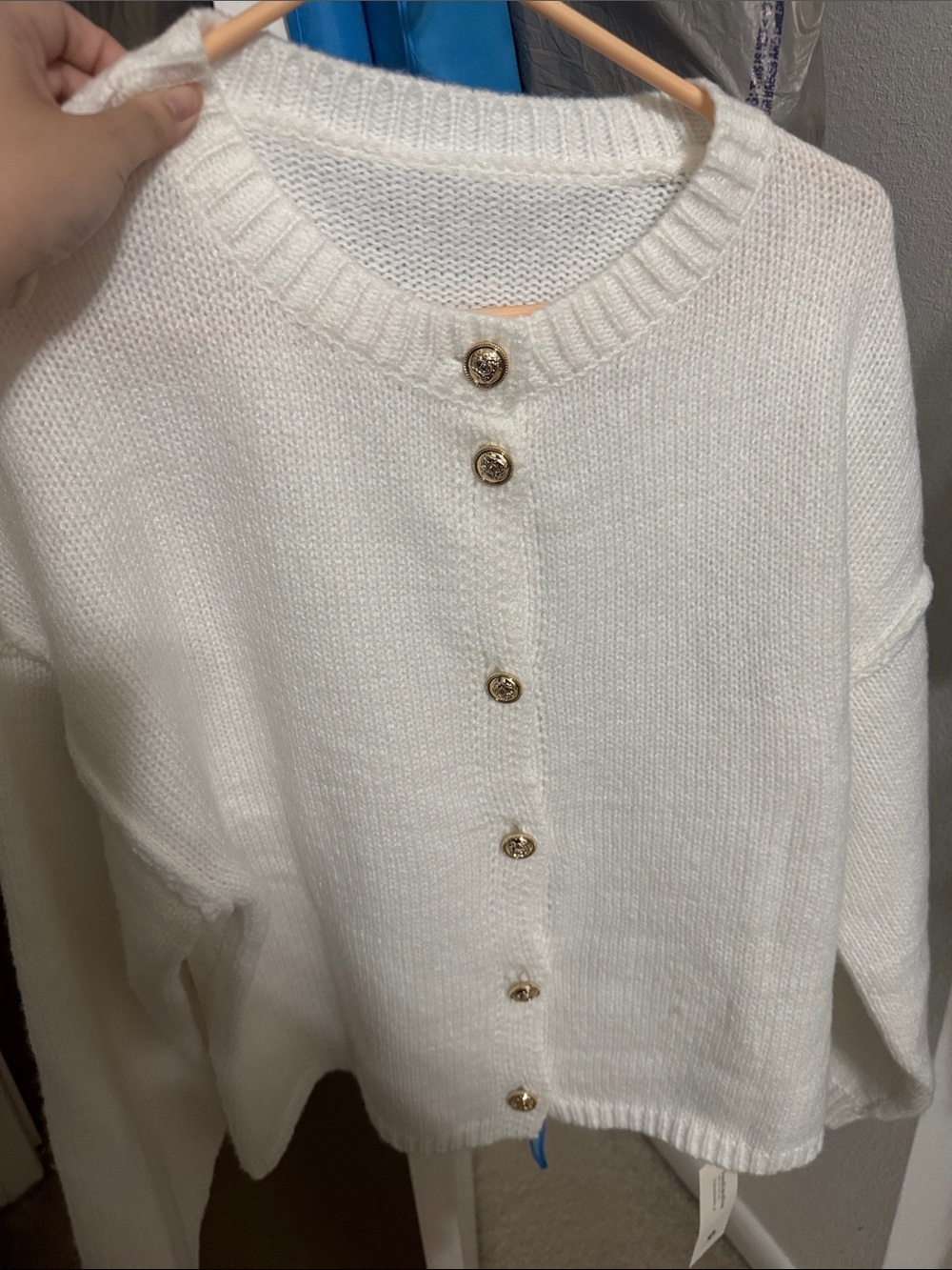 Classic White Button-Front Women's Sweater